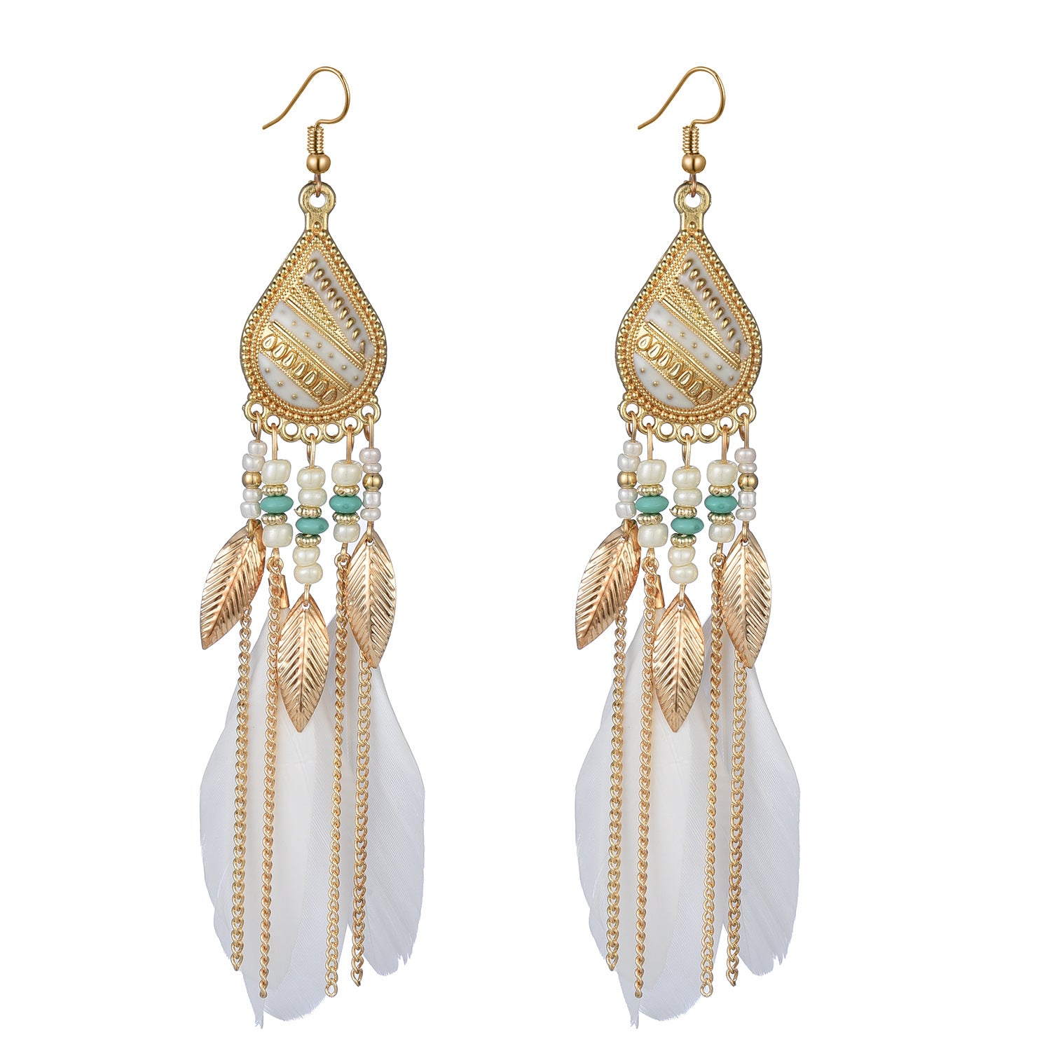 Wholesale Drop Shape Feather Alloy Earrings